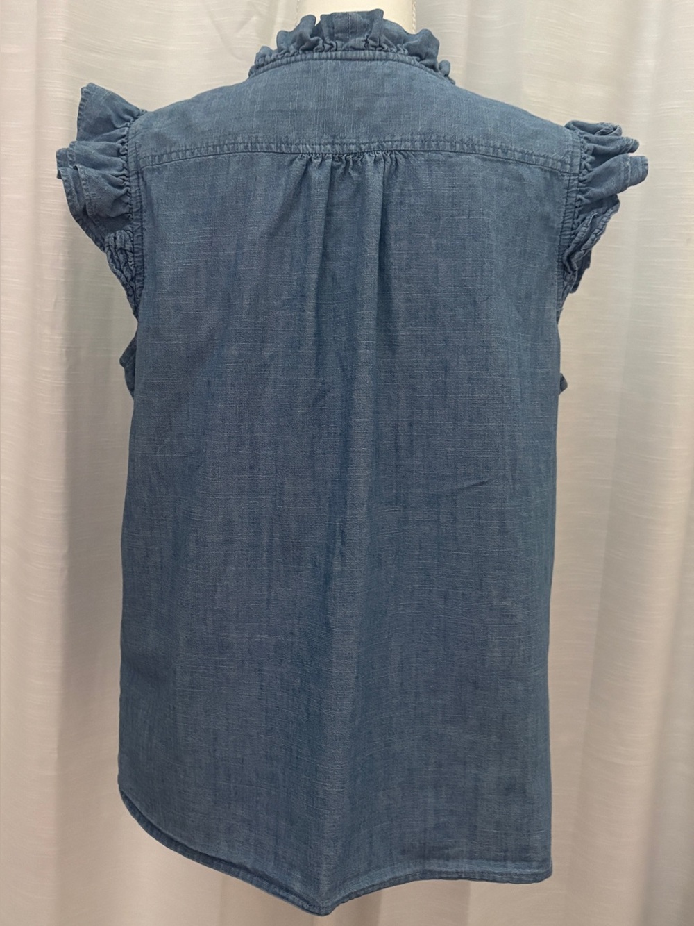 J. Crew Chambray Top with Ruffle Trim - Picture 8 of 10